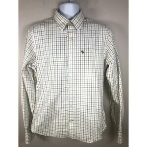 Abercrombie & Finch Men's Button Down Size L White Muscle Shirt Long Sleeve